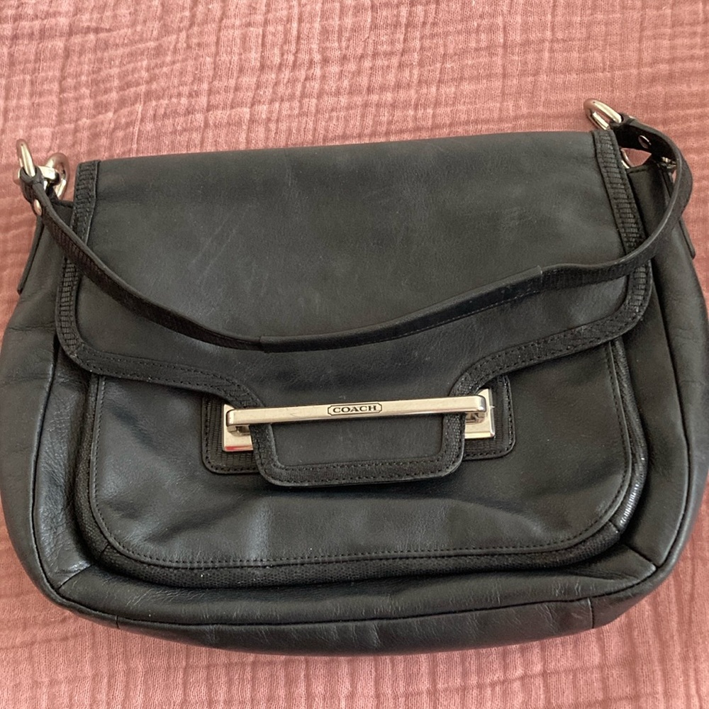 Coach Black Leather Shoulder Bag